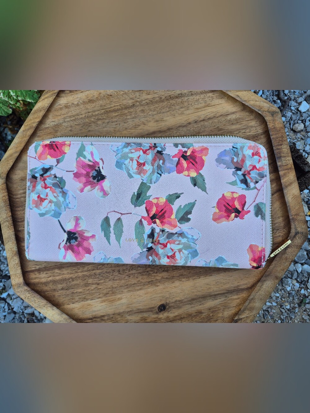 Love & Lore Pink Floral Travel Passport Wallet Organizer